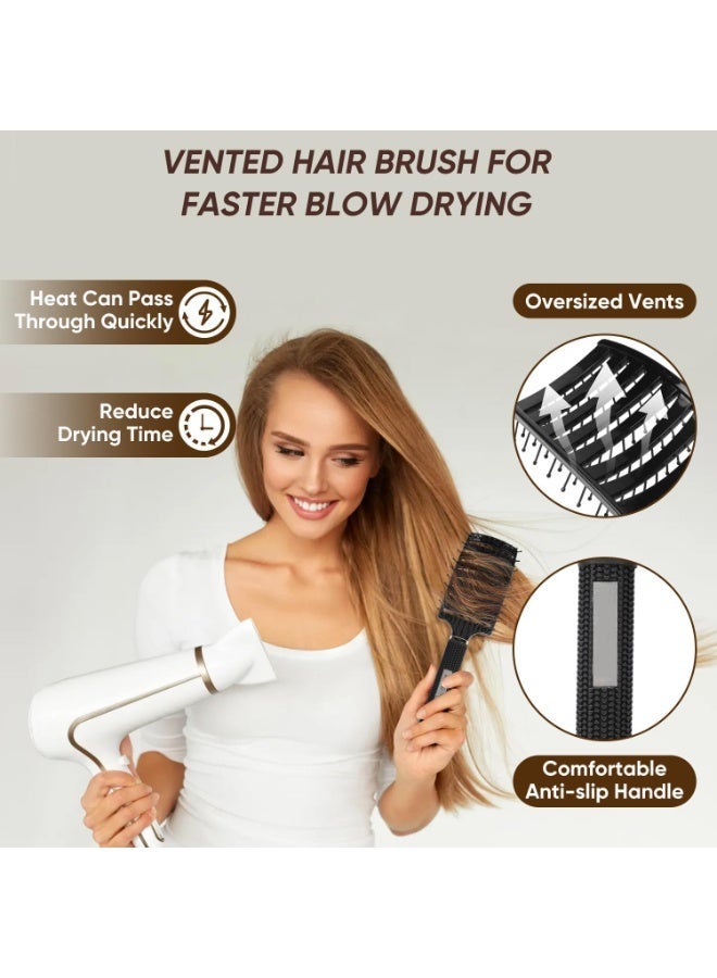 ChicAbode 2 جهاز كمبيوتر شخصي فرشاة الشعر، منحنى تهوية تفريغ فرشاة لتجفيف ضربة أسرع، منحنى تصفيف فرشاة الشعر للنساء الرجال متجأة مستقيمة سميكة رطبة وجافة الشعر، حلاقة تصفيف الشعر أدوات - Image 5